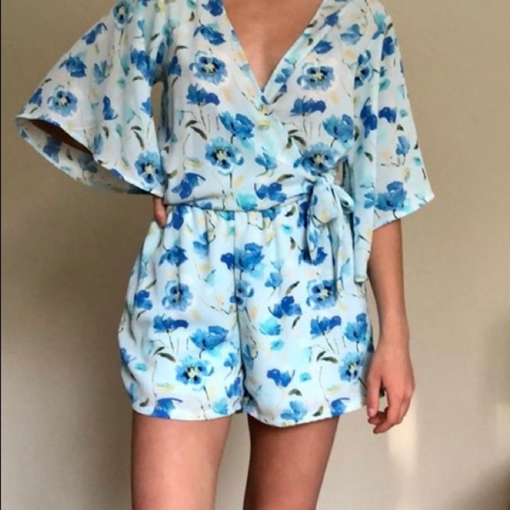 Blue floral romper